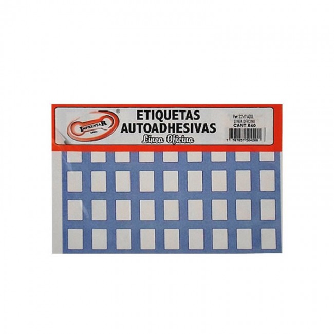 Etiqueta Adhesiva 22x17 mm Borde Azul Imprentar - Bolsa 540 und;