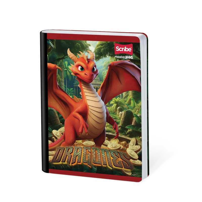 Cuaderno Cosido Dragones Scribe 100 Hojas Cuadriculado – Alto Relieve + Hoja de Stickers