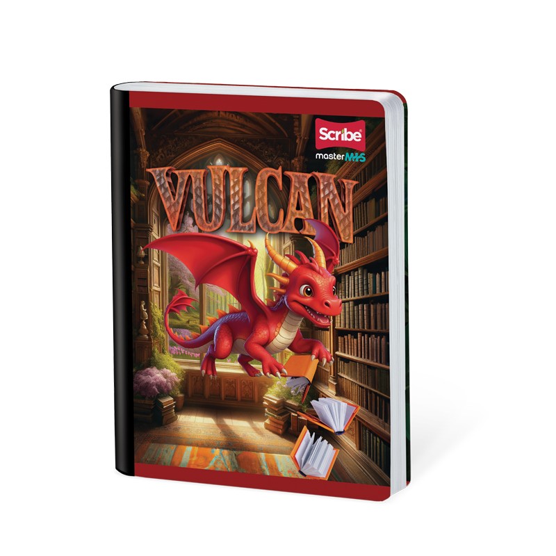 Cuaderno Cosido Dragones Scribe 100 Hojas Cuadriculado – Alto Relieve + Hoja de Stickers