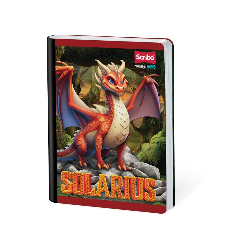 Cuaderno Cosido Dragones Scribe 100 Hojas Cuadriculado – Alto Relieve + Hoja de Stickers