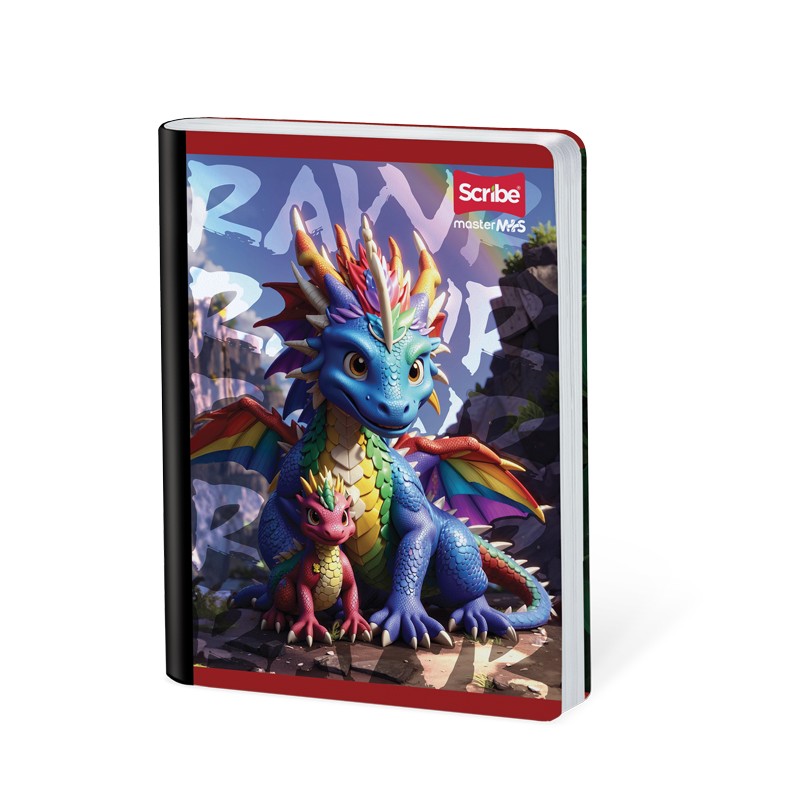 Cuaderno Cosido Dragones Scribe 100 Hojas Doble Línea – Alto Relieve + Stickers Preescolar