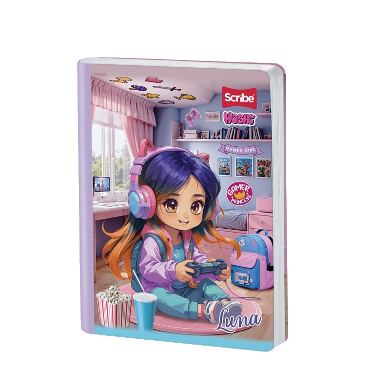 Cuaderno Cosido Hoshi Scribe 100 Hojas Doble Línea – Preescolar + Hoja de Stickers