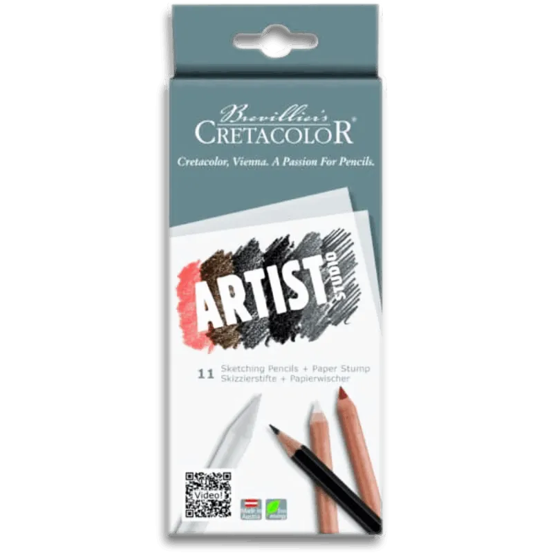 Cretacolor Artist Studio Sketching Pencils + Paper Stump, 11 pcs