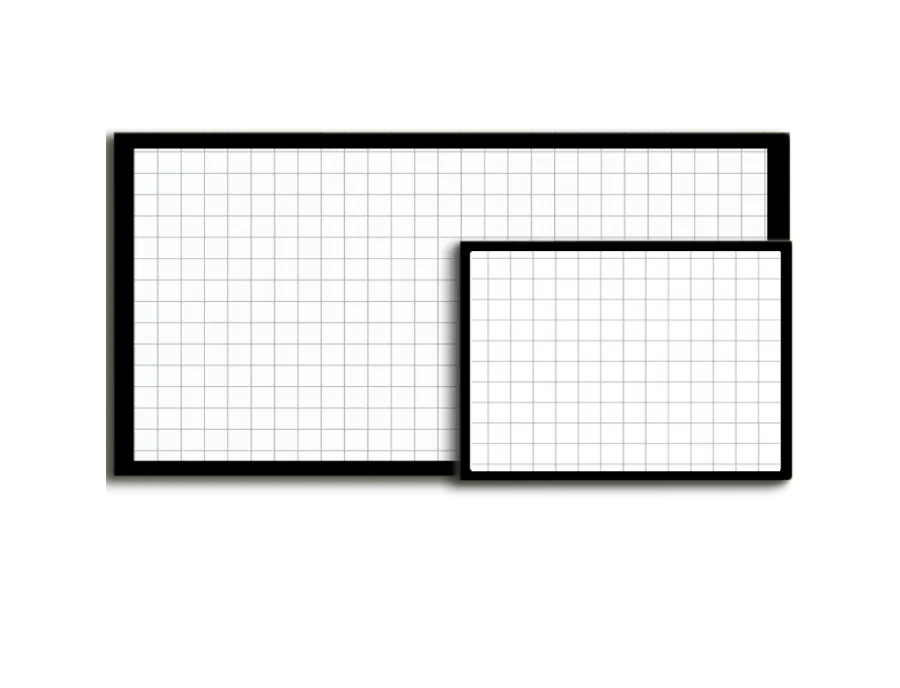 Tablero Acrílico Cuadricula Marco Aluminio Oscuro- Varios Tamaños