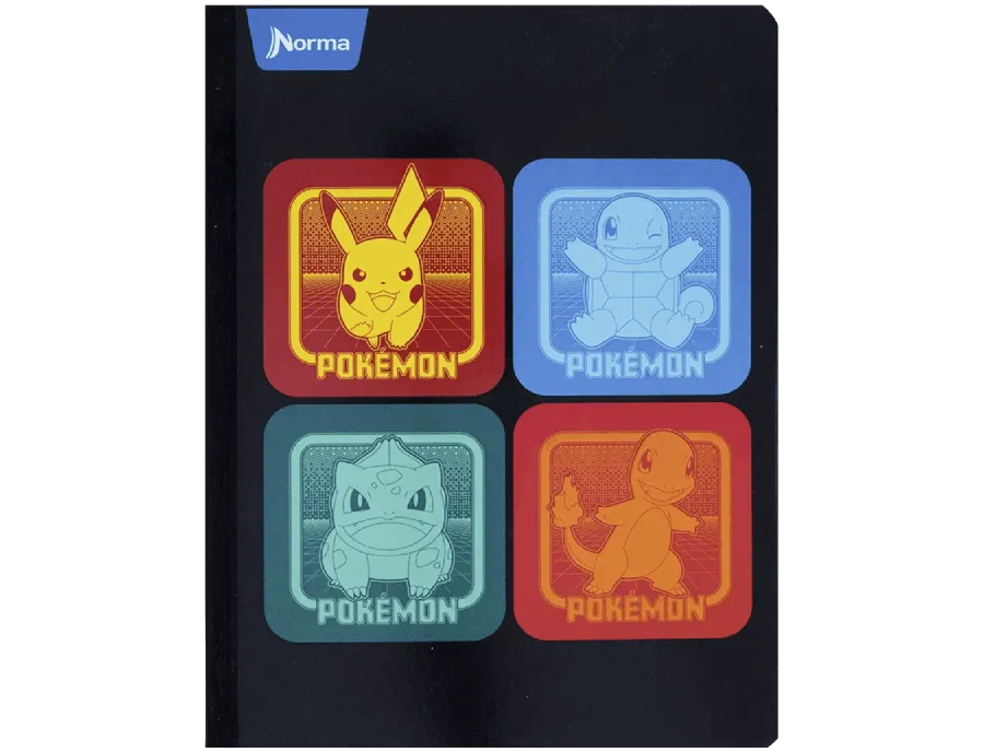 Cuaderno Cosido Pokémon Norma 100 Hojas Cuadriculado – Carátula Oficial + Stickers