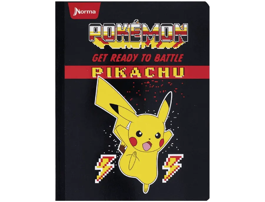 Cuaderno Cosido Pokémon Norma 100 Hojas Cuadriculado – Carátula Oficial + Stickers