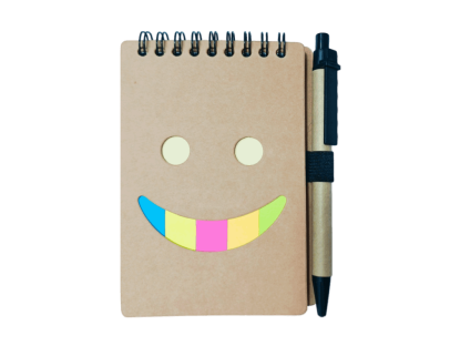 Libreta de apuntes ecológica con lapicero y notas adhesivas (13x9cm)
