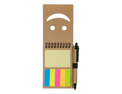 Libreta de apuntes ecológica con lapicero y notas adhesivas (13x9cm)