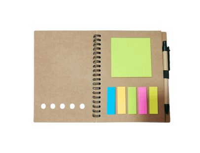 Libreta de apuntes ecológica con lapicero y notas adhesivas (12.5x17cm)
