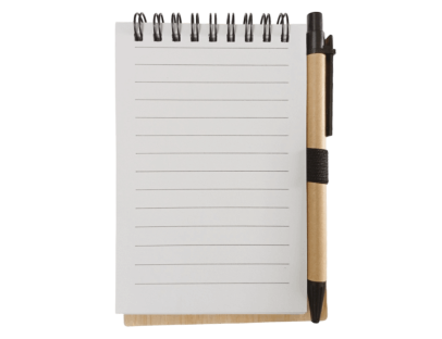 Libreta argollada caratula bambú con lapicero