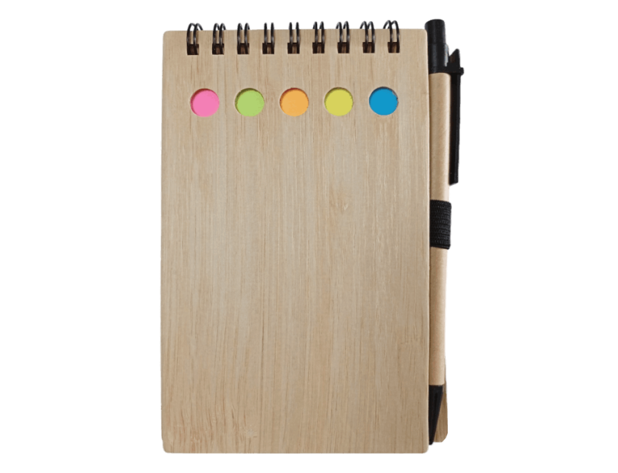 Libreta argollada caratula bambú con lapicero