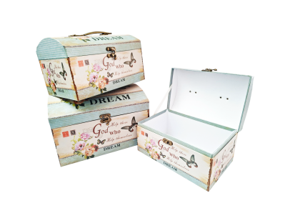 Cajas de regalo tipo baúl con manija y cierre (set x3)