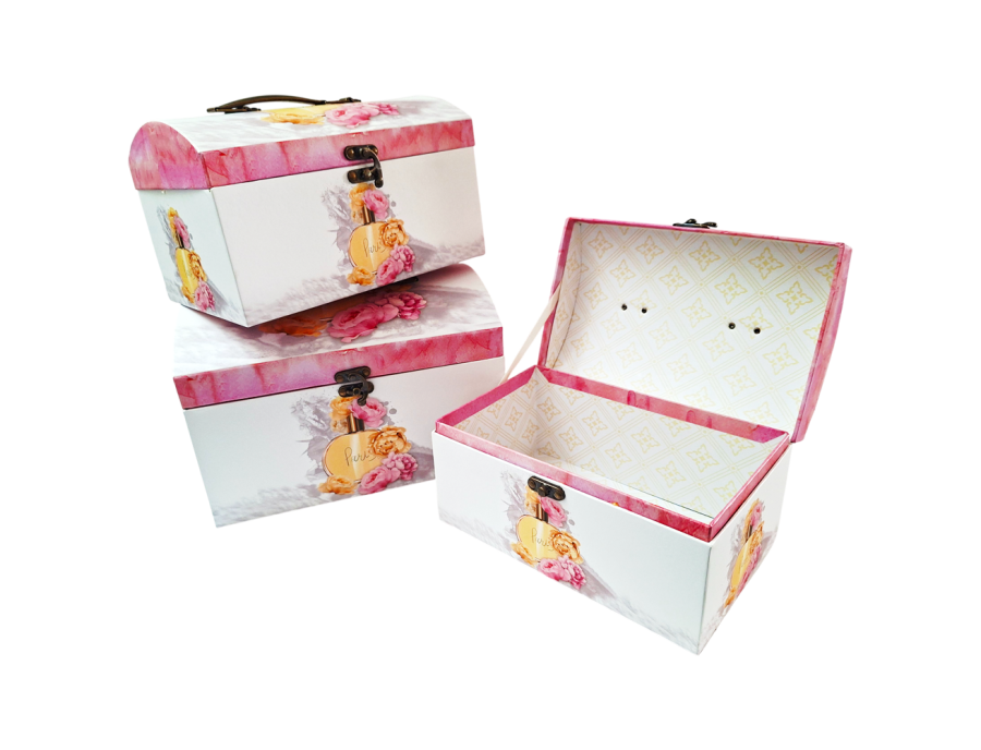 Cajas de regalo tipo baúl con manija y cierre (set x3)