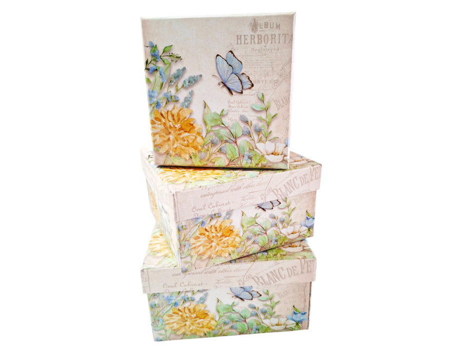 Set de cajas de regalo cuadradas con diseño teddy o mariposa – elegancia y dulzura en cada detalle