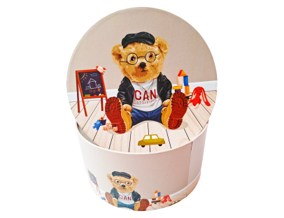 Caja de regalo redonda (Set x3) diseños lavanda y Teddy