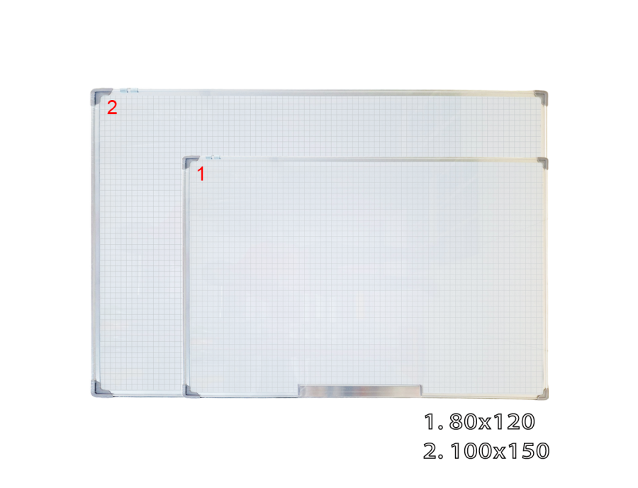 Tablero Acrílico Magnético con Cuadrícula - Marco Aluminio 100x150 y 80x120cm