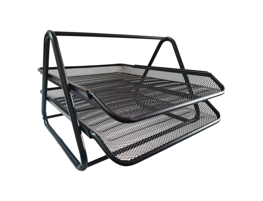 Papelera de escritorio metálica 2 niveles