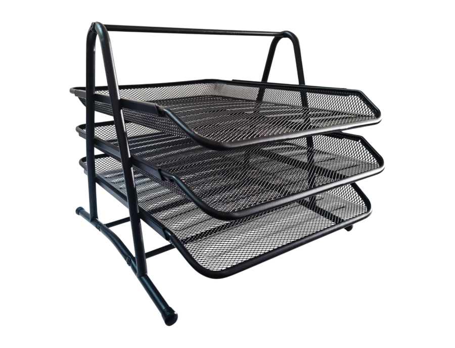 Papelera de escritorio metálica 3 niveles