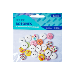 Botones Decorados x24 – Pack Surtido Colores y Formas para Manualidades