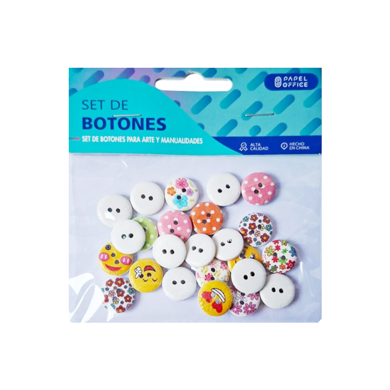 Botones Decorados x24 – Pack Surtido Colores y Formas para Manualidades