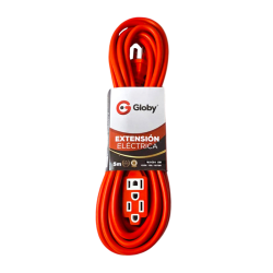 Extensión Eléctrica 5 Metros Naranja Globy – Alargador 3 Tomas Sin Interruptor