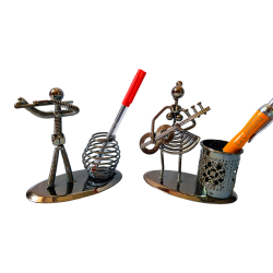 Portalápiz Metálico Músicos – 3 Diseños Surtidos Decorativos de Escritorio
