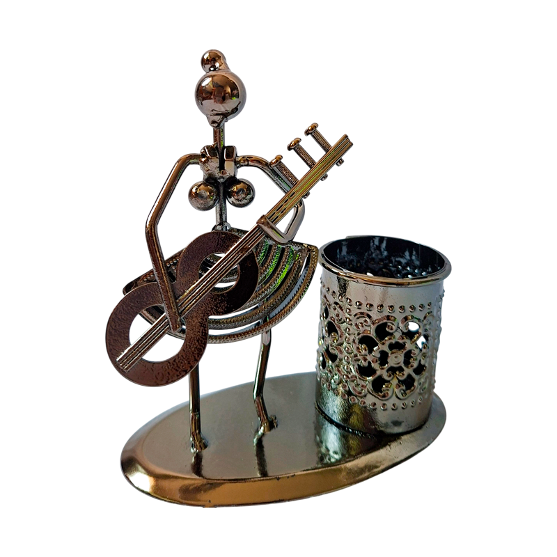 Portalápiz Metálico Músicos – 3 Diseños Surtidos Decorativos de Escritorio