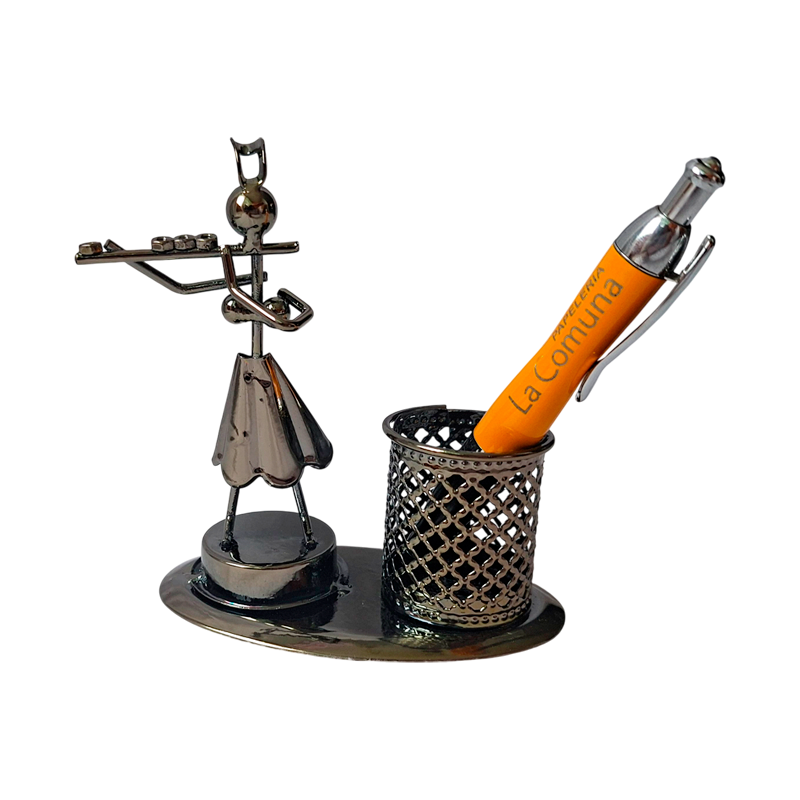 Portalápiz Metálico Músicos – 3 Diseños Surtidos Decorativos de Escritorio