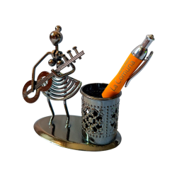 Portalápiz Metálico Músicos – 3 Diseños Surtidos Decorativos de Escritorio