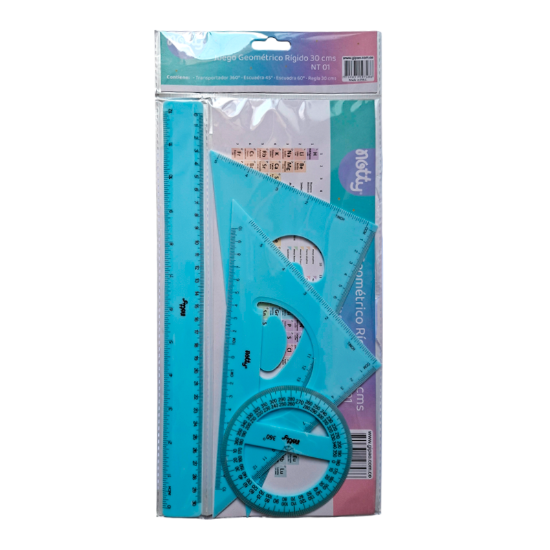 Juego Geométrico Rígido 30 Cm Pastel Notty