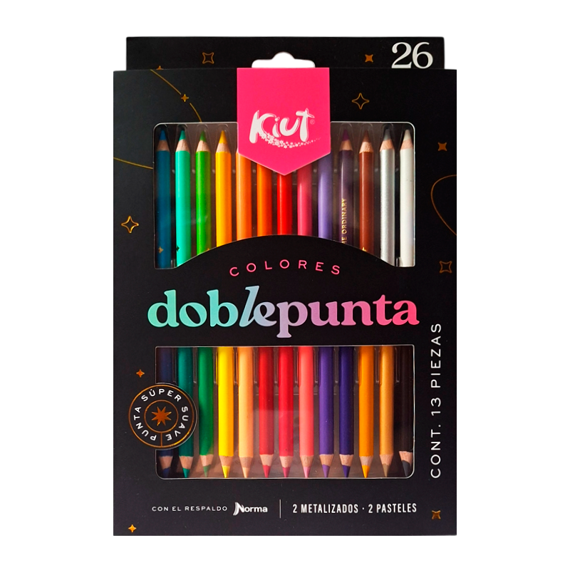Color Doble Punta x13 KIUT - 26 Colores Super Suaves en 13 Lápices