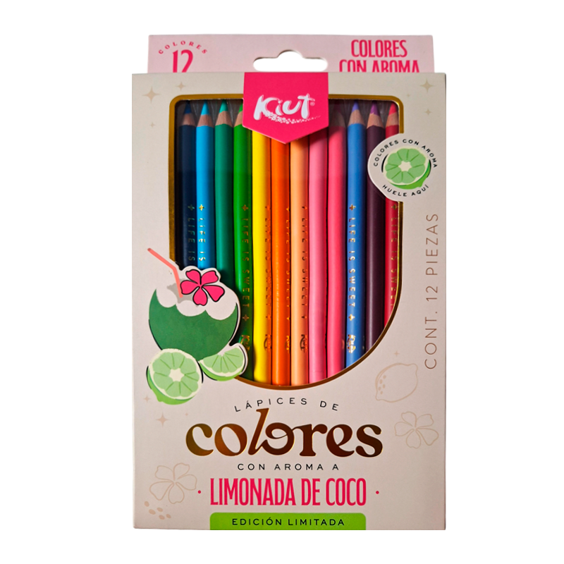 Colores con Aroma Kiut x12 – Lápices Perfumados Frutales para Niños