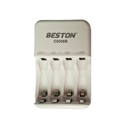 Cargador de Pilas Beston + 4 Pilas Recargables (2 AA + 2 AAA) – Carga Simultánea