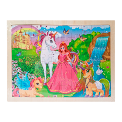 Rompecabeza Madera 60 Piezas Infantil – Diseños Surtidos Playa, Transportes, Princesa y Más