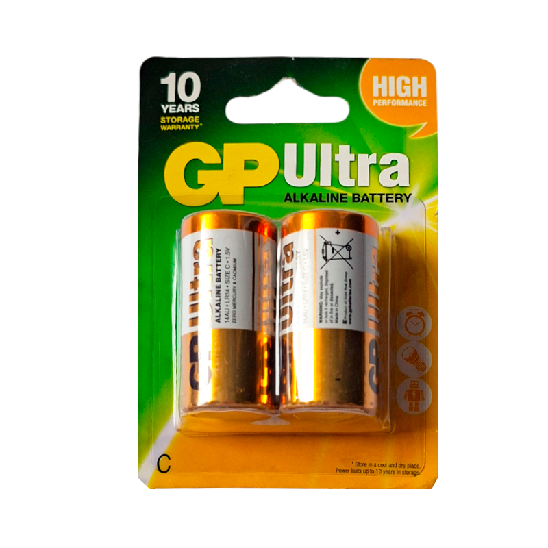 Pilas Alcalinas C Super Alkalina Medianas GP - Blíster 2 Unidades