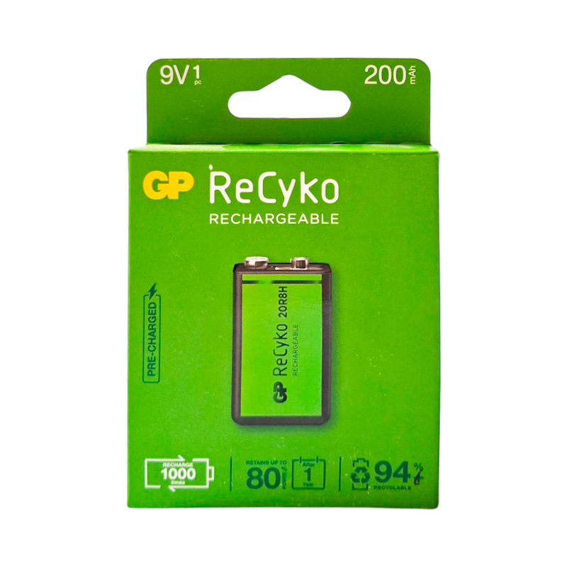 Pila 9V Recargable ReCyko 200 mAh GP – Batería NiMH 8.4V Recargable