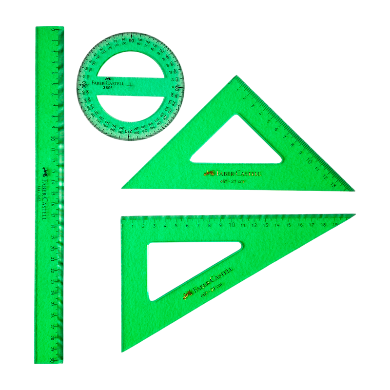 Juego Geométrico Faber-Castell 30 cm | Set Premium 4 Piezas + Transportador 360°