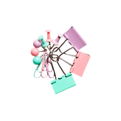 Accesorios Escritorio Oficina Colores Pastel - Clips, Chinchones y Manecillas