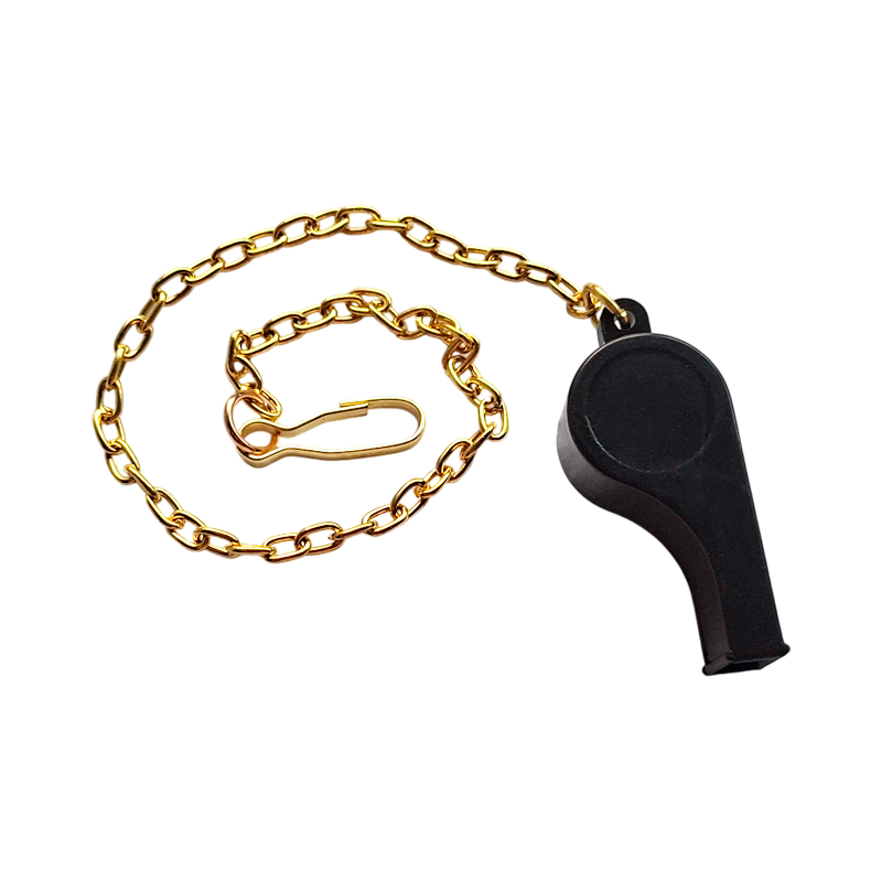 Pito Negro Deportivo con Cadena Metálica y Clip