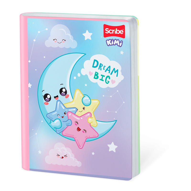 Cuaderno Cosido KIMI Scribe Master M+S 100 Hojas Cuadriculado – Lomo Lila + Stickers