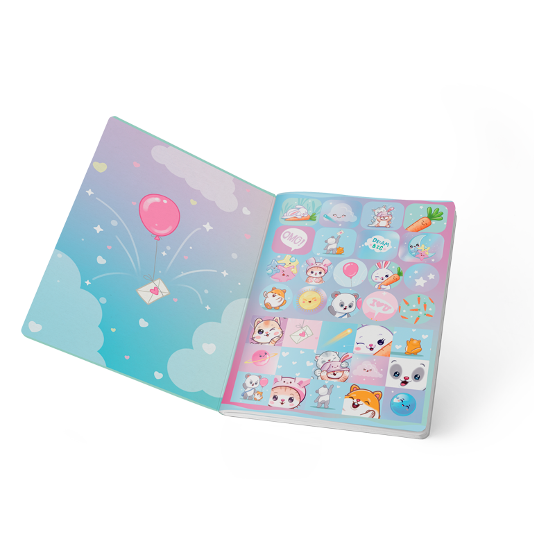 Cuaderno Cosido KIMI Scribe Master M+S 100 Hojas Cuadriculado – Lomo Lila + Stickers